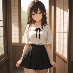 滑门后的羞涩美人