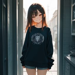 沐浴在夕阳下的微笑