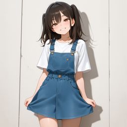 穿着短裤的微笑女孩