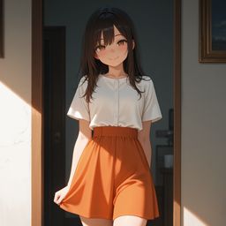 开放式门旁的女孩
