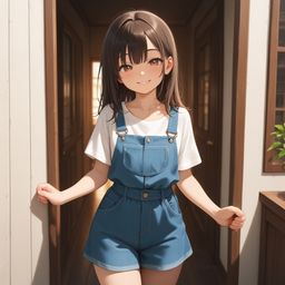 敞开的门里的阳光微笑