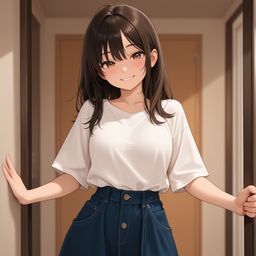 门口的害羞美人