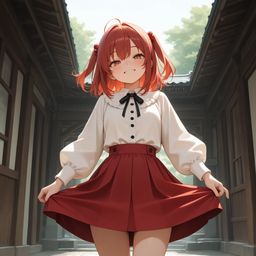 红发牛仔俏皮少女