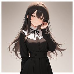 黑裙中的娇羞美人