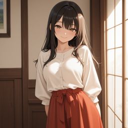 红衣娇羞美少女