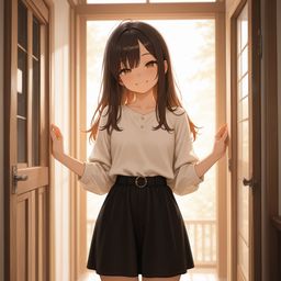 门框中的娇羞美人