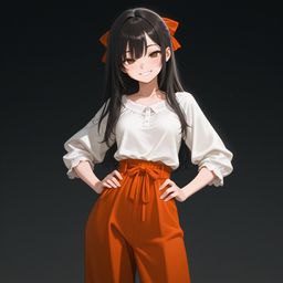 橙色丝带的微笑
