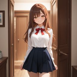 学校走廊里的甜蜜微笑