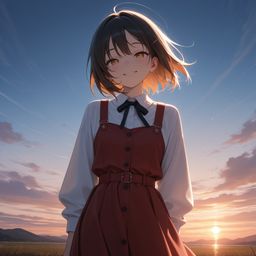 色眼睛的日落微笑