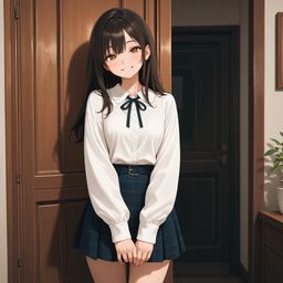 一个女学生的阳光明的早晨微笑