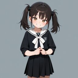 她穿着学校制服变红