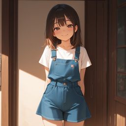 夕阳农场女孩的甜蜜微笑