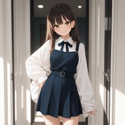 甜蜜的女学生的秘密微笑