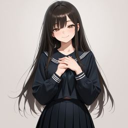 她穿着学校制服变红