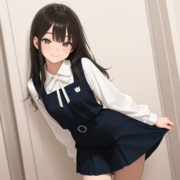 一个女学生的甜美无辜的微笑