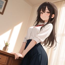 一个女学生的早晨的甜蜜眼睛