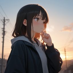 电动的日落雪女孩