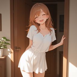 在开放的门口里低声说话