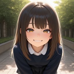 阳光照亮的女学生的微笑