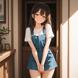 牛仔女穿着丹尼姆快乐