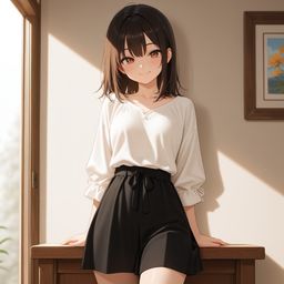 穿着黑色子的美丽变红