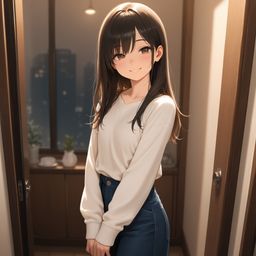 在门口动的女孩