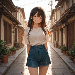 戴着短的太阳吻女孩