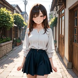阳光照亮的女孩在街上