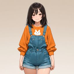 牛仔女在外套的可爱